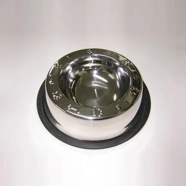 Dexpex Stainless Steel Bowl - Broad Rim Non-Tip Paws/Bones 24oz