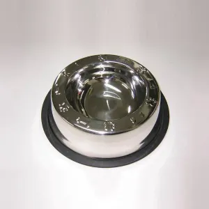 Dexpex Stainless Steel Bowl - Broad Rim Non-Tip Paws/Bones 8oz