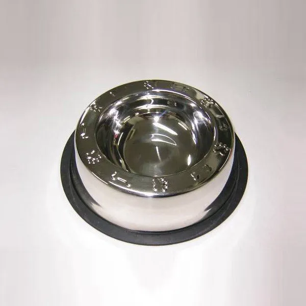 Dexpex Stainless Steel Bowl - Broad Rim Non-Tip Paws/Bones 8oz