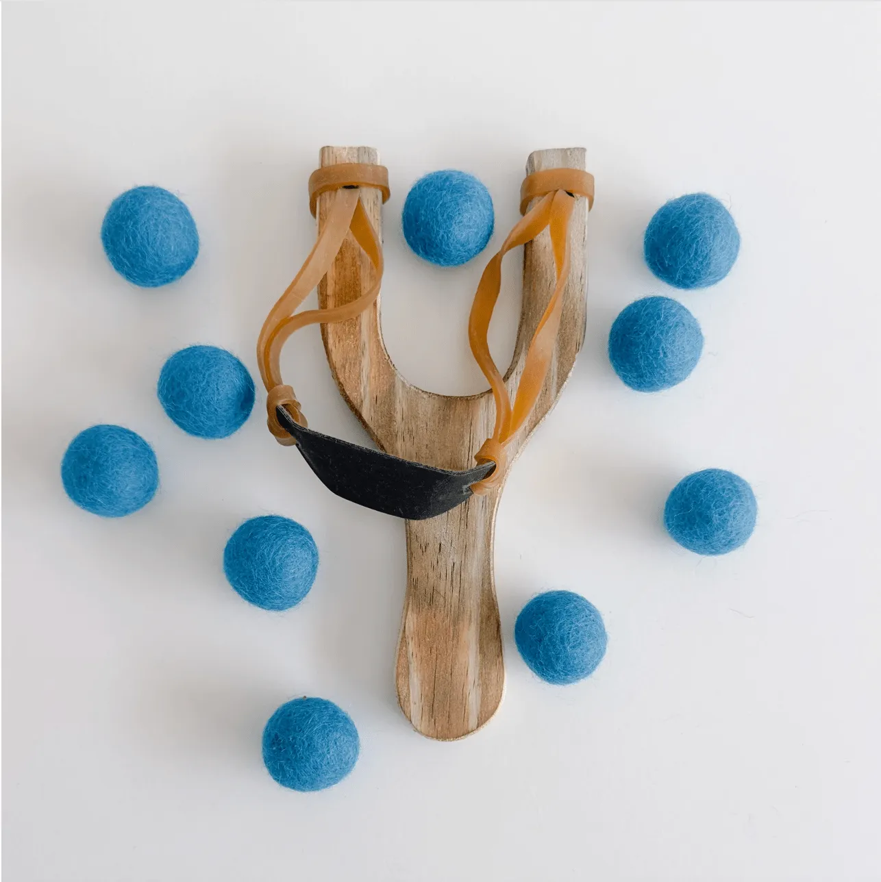 Hello Maypole Wooden Slingshot with Soft Felt Balls
