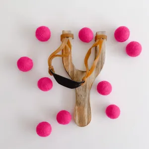 Hello Maypole Wooden Slingshot with Soft Felt Balls