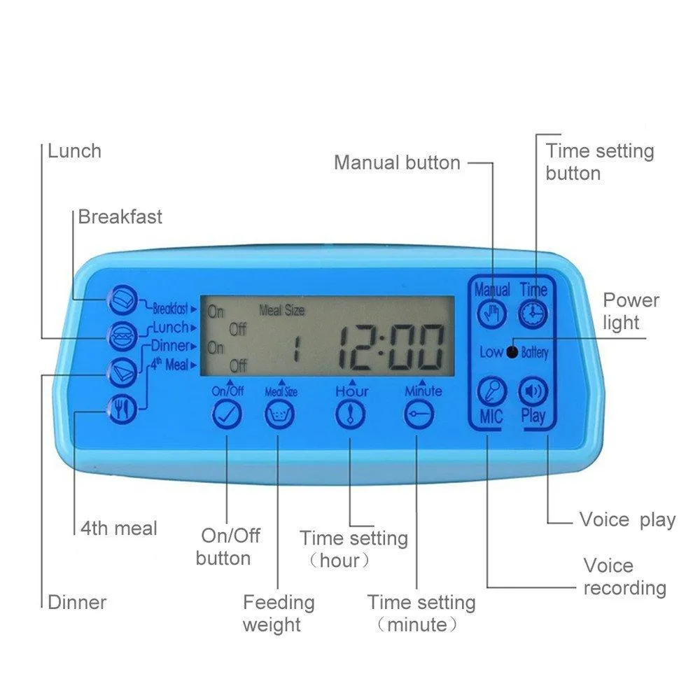 LCD Screen Automatic Pet Feeder with Voice Record