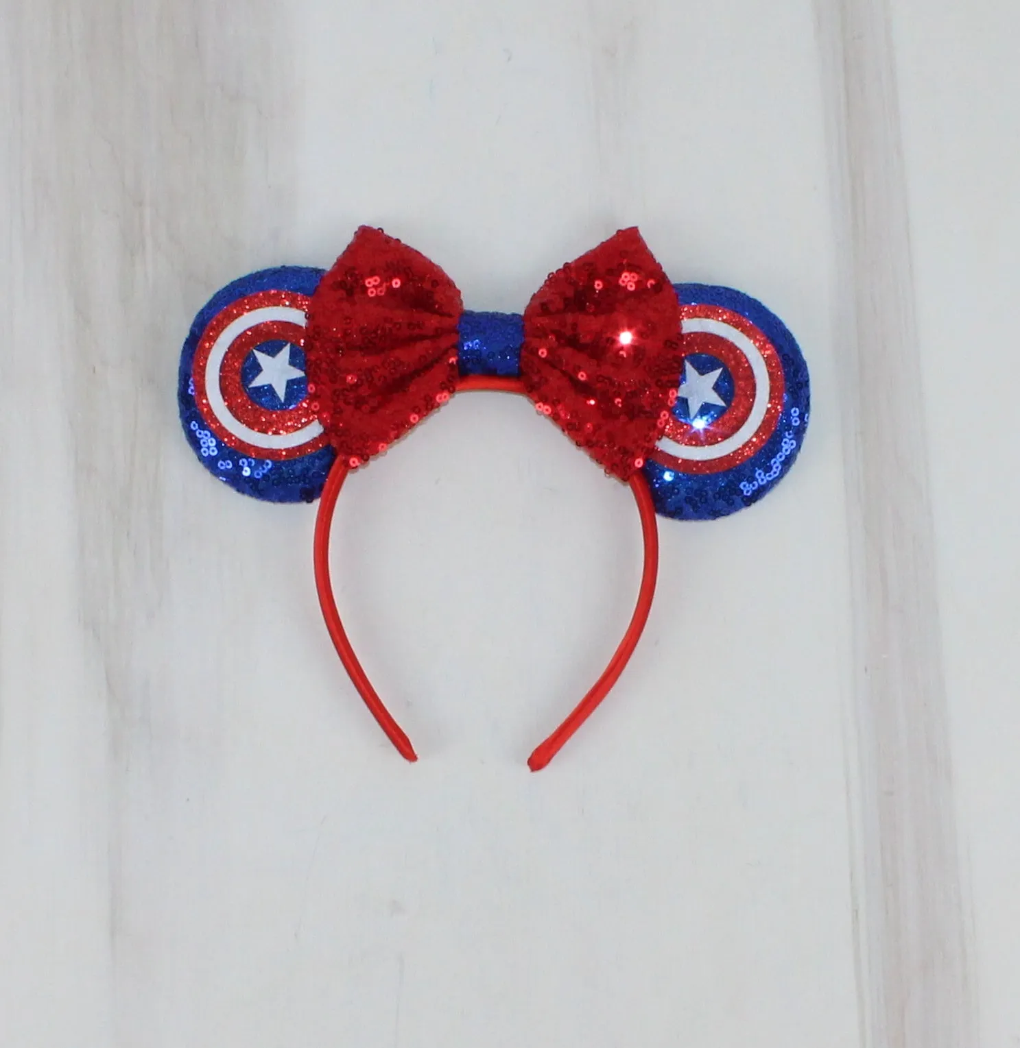 MINNIE MOUSE EARS CAPAIN AMERICA HEADBAND PRE-LOVED