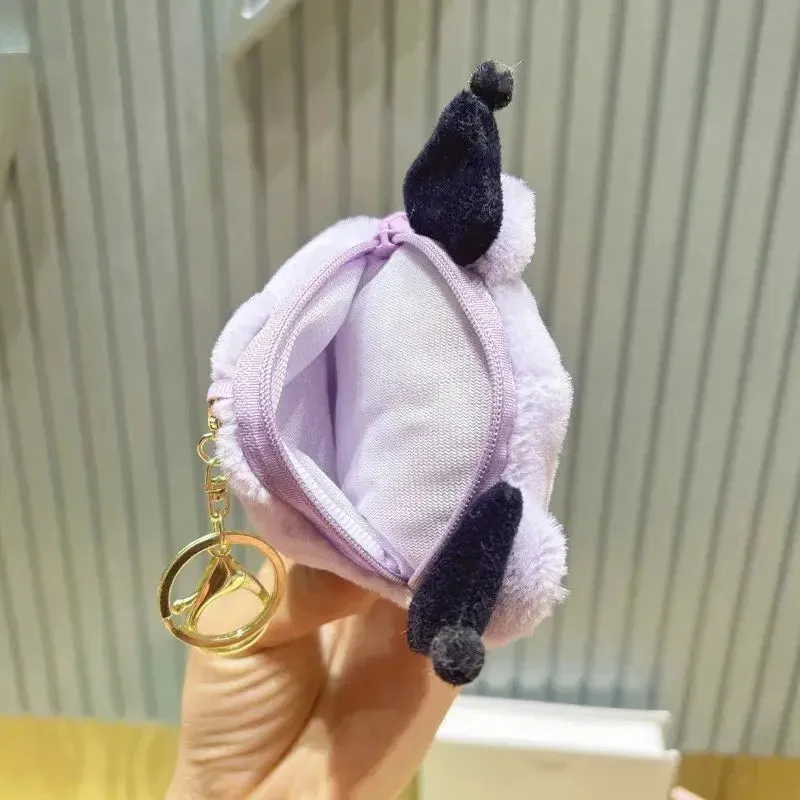 Sanrio Cinnamoroll Plush Wallet Keychain | Melody Kuromi Plushies | Coin Purse | Earphone Organizer | Bag Pendant | Key Ring | Girls Gifts