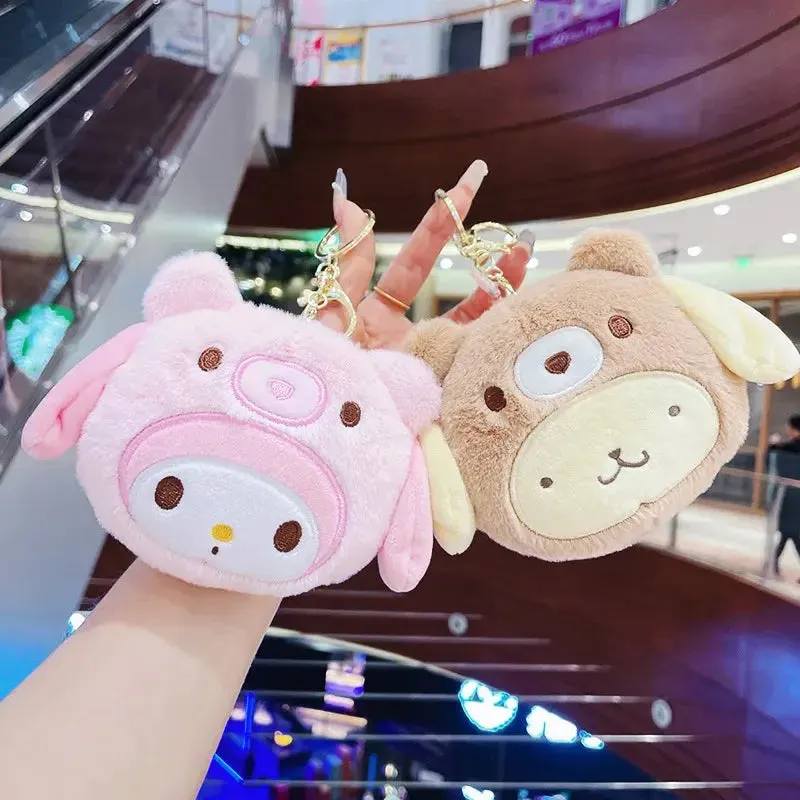 Sanrio Cinnamoroll Plush Wallet Keychain | Melody Kuromi Plushies | Coin Purse | Earphone Organizer | Bag Pendant | Key Ring | Girls Gifts